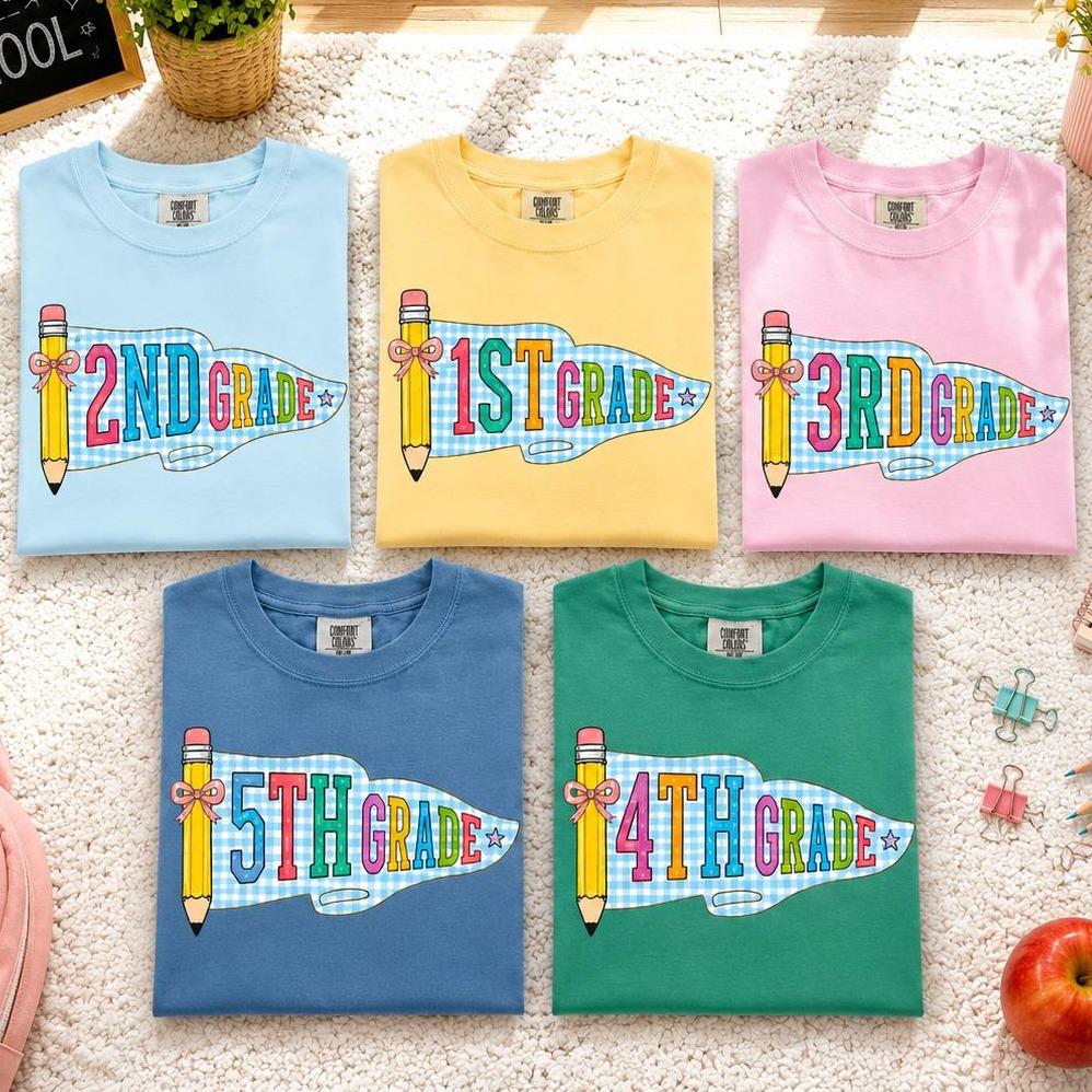 Comfort Colors Custom Teacher Team Shirts, Grade Team Shirt, Back to School Shirt, Pencil Bow Colorful Teacher Shirt, Teacher Gift, First Second Third Fourth Fifth Grade M6