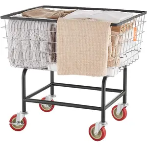 VEVOR Wire Laundry Cart, 3.8Bushel Wire Laundry Basket with Wheels, 32.5''x21.3''x29.9'', Commercial Laundry Basket, Steel Frame with Chrome Finish, 4'' Casters, Wire Cart for LaundryVEVOR Super Brand Day