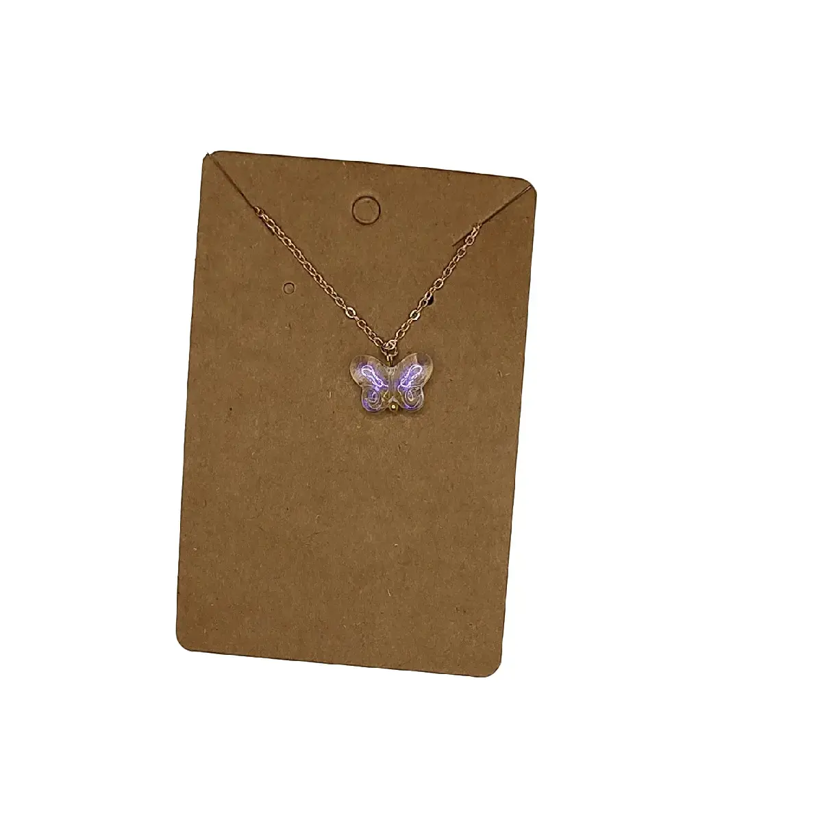 Clear Iridescent Glass Butterfly Necklace for Women - Elegant and Sophisticated Design