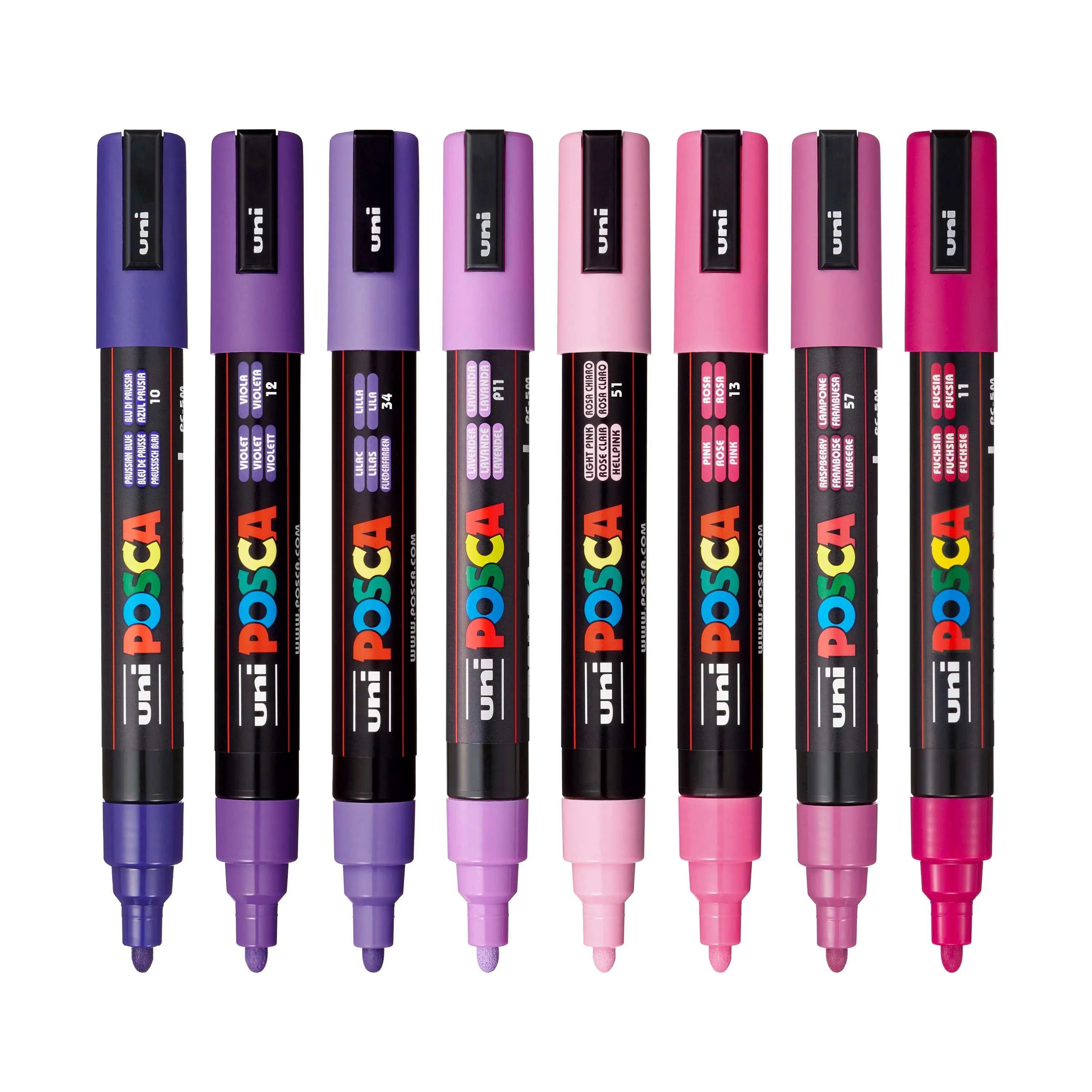 POSCA® PC-5M Water-Based Paint Markers, Medium Reversible Tip (1.8–2.5 mm), 8 Count Purple Shade Colors