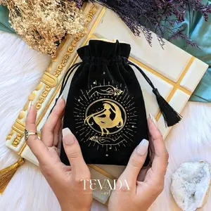 Adorable Black Velvet Tarot Pouch with Tassels