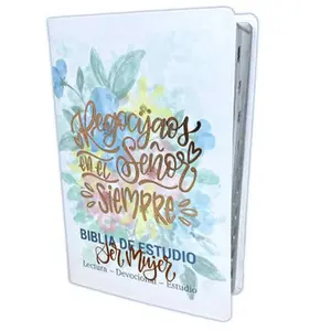 Biblia de Estudio Ser Mujer Letra Grande RV1960, imit. piel blanco floral con índice