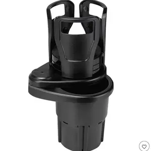 Car cup holder -Dual Cup Holder Multi-Functional Car Water Cup Holder, Split 2 Double-Layer Storage Rotating Beverage Cup Holder Dual-Sided Car Console Organizer