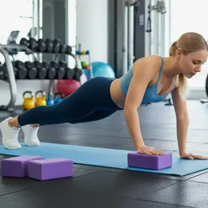 High-Density Foam Yoga Blocks Set - Purple 2 Pcs