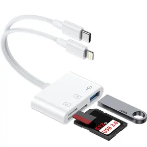 Memory Card Reader, 5-in-1 USB C Lightning to SD/TF/USB OTG Adapter for Micro SD/SDHC/SDXC/MMC, Compatible with iPhone, Android, Windows, MacBook Pro/Air, Chromebook, Galaxy, Plug & Play Portable tiktokshopspringglowup summervibes Usb C Interface
