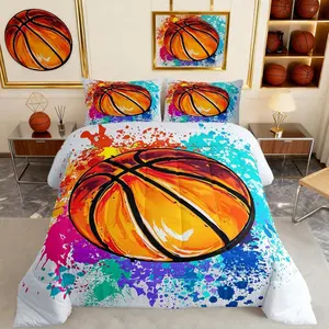 Feelyou Basketball Comforter Set - Colorful Tie-Dye Polyester Fiber Bedding Set with U-Stitch, Multi-Size Sports Theme Quilt for Bedroom Use, Travel Ready Room Decor