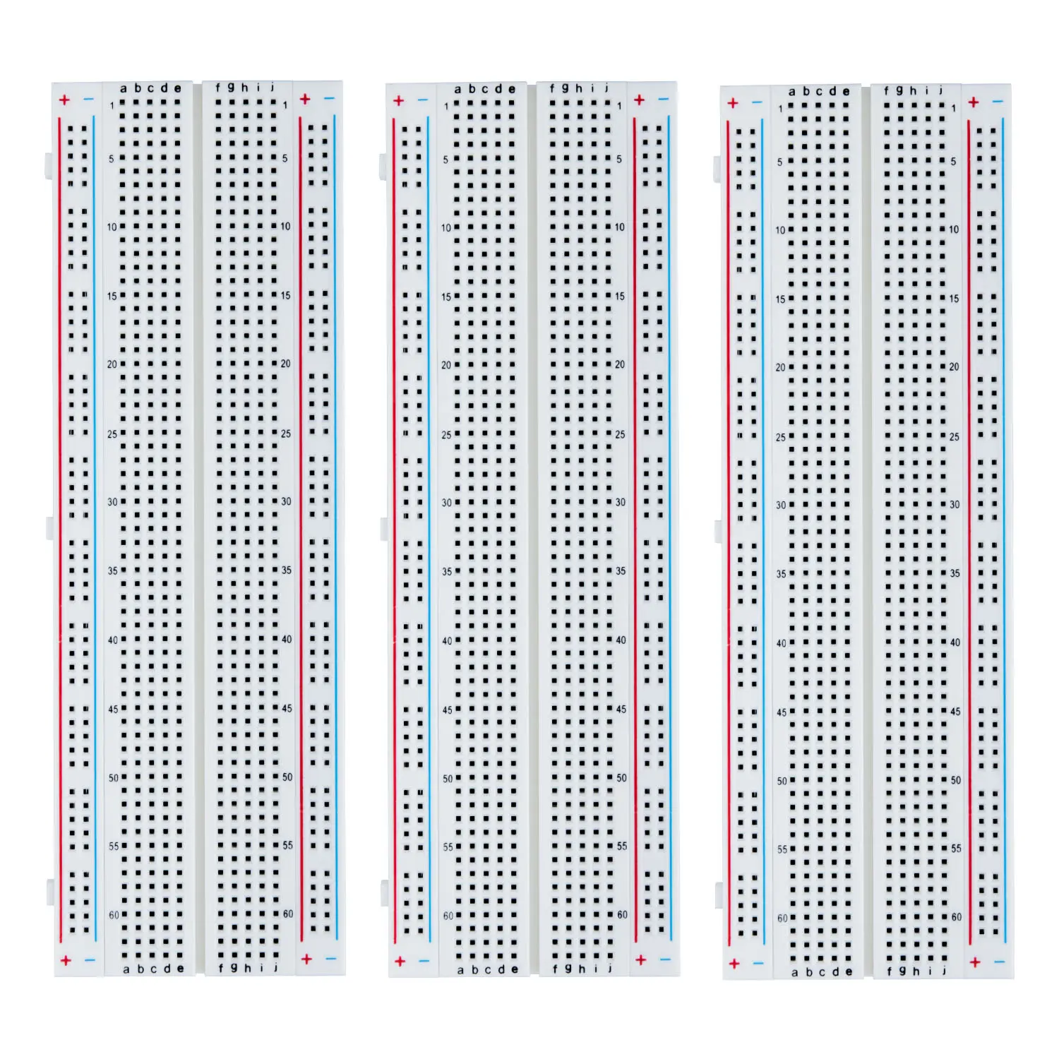 ELEGOO 3pcs Solderless Breadboard Kit, 830-Point with 630 Tie-Point IC-Circuit Area, 4 Power Rails, PP Plastic Prototype PCB Board for Arduino Prototyping Shield Distribution Connecting Blocks tiktokshopbacktoschool