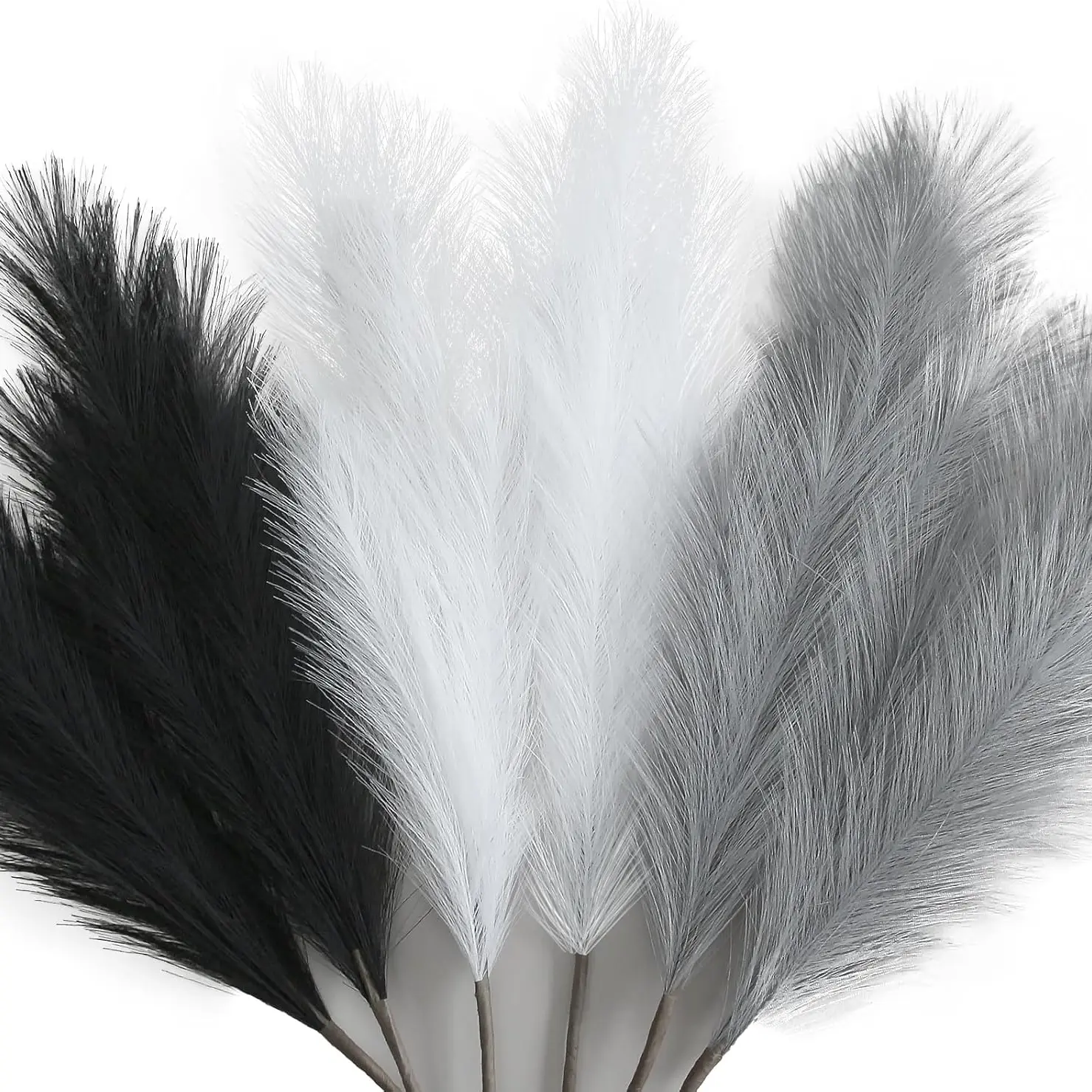 6-Pcs 35.43-inch Faux Black Pampas Grass Tall Fluffy Artificial Flowers, Decorative Fake Flower, for Black Bathroom Decor Boho Decor for Floor Vase Filler Farmhouse Home Wedding Decorations Artificial Faux Plants (Black)