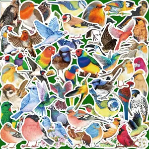 Bird Pattern Sticker, 50pcs/set Waterproof Self Adhesive Decor Paper, Decor Sticker for Gift Greeting Card Water Bottle Laptop Phone Cellphone Accessories, Ornaments