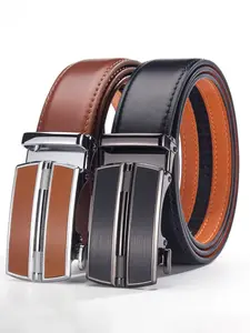 Men's Automatic Buckle Adjustable Casual Business Belt, PU Material, Durable and Comfortable, Business Office, Daily Commute, Special Occasions, Durable Belts