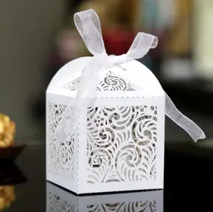 European Pattern Black Hollow Out Wedding Favor Box, Paper Gift Box for Wedding Thank You, Chocolate & Candy Box