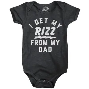 I Get My Rizz From My Dad Baby Bodysuit Funny Sarcastic Graphic Novelty Jumper for Infants Funny Baby Onesies Funny Sarcastic Onesie Novelty Onesie Black -