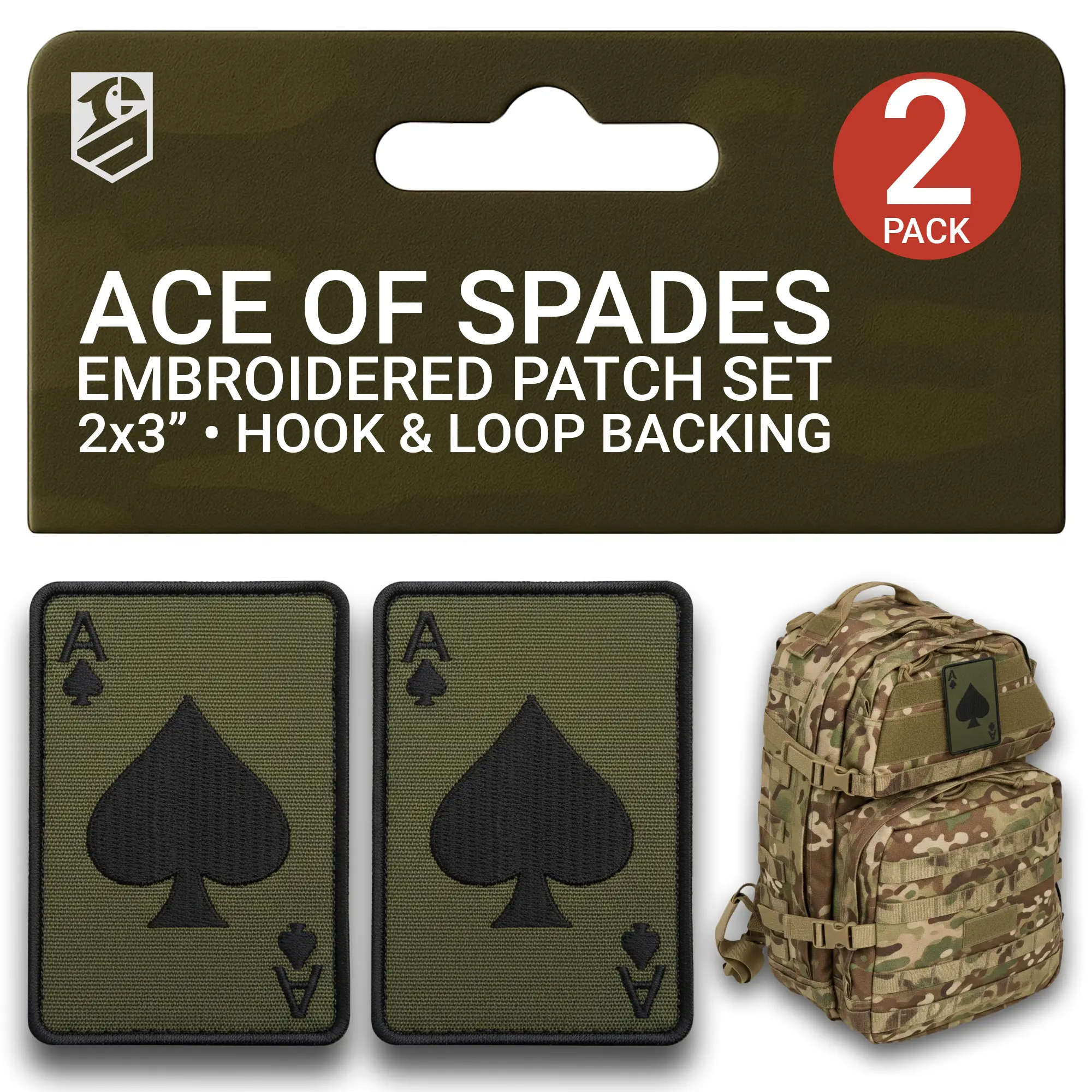 Ace of Spades Patch – 2Pcs Tactical Morale Patch Set (2x3 Inches)