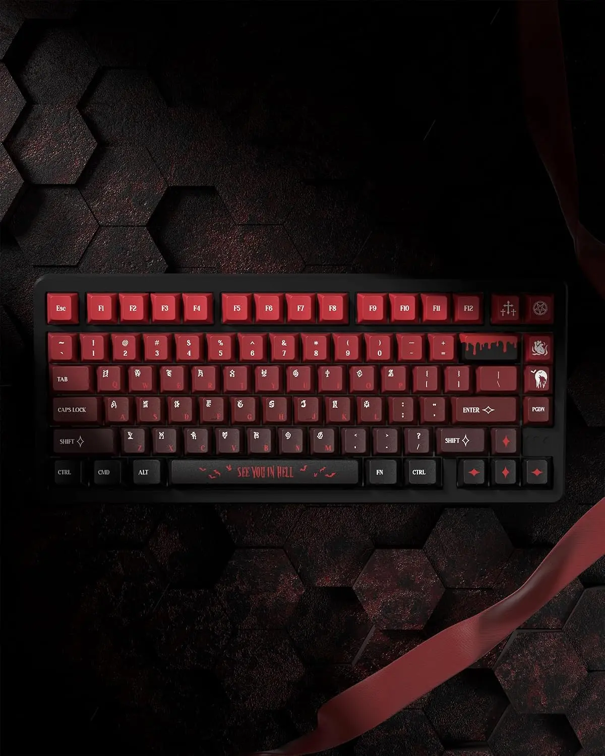 Womier PBT Keycaps, Cool Custom Dye Sublimation Keyboard Caps for 60 75 65 98 100 Percent Cherry Profile Mechanical Gaming Keyboard