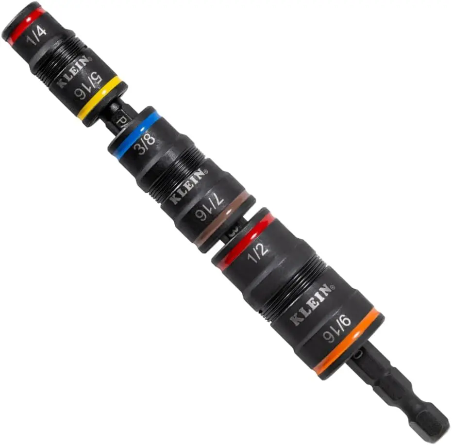 32933 Impact Driver, SAE 7-in-1 Impact Rated Socket Set, 3 Flip Sockets with 6 Hex Driver Sizes and 1/4-Inch Bit Holder, 5-Inch Shaft