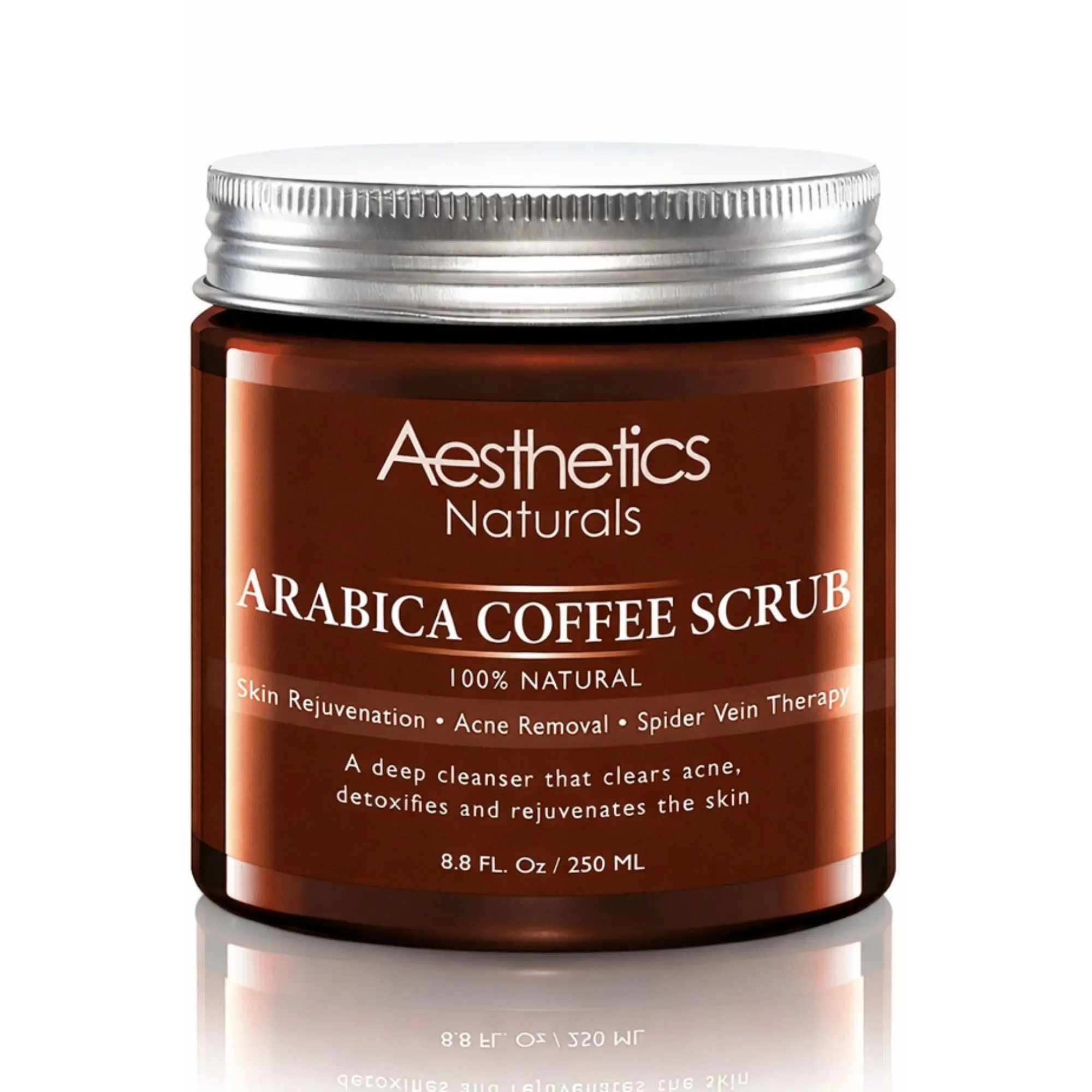 Aesthetics Naturals Arabica Coffee Scrub - Exfoliating Cleansing Face & Full Body Cleanser for Adults, Acne Treatment, Oil Control, Pore Minimizing, Tightening, Anti-Aging Rejuvenation, Detoxifying Pure Nature Care for Radiant Smoother Skin, Exfoliate, Sk