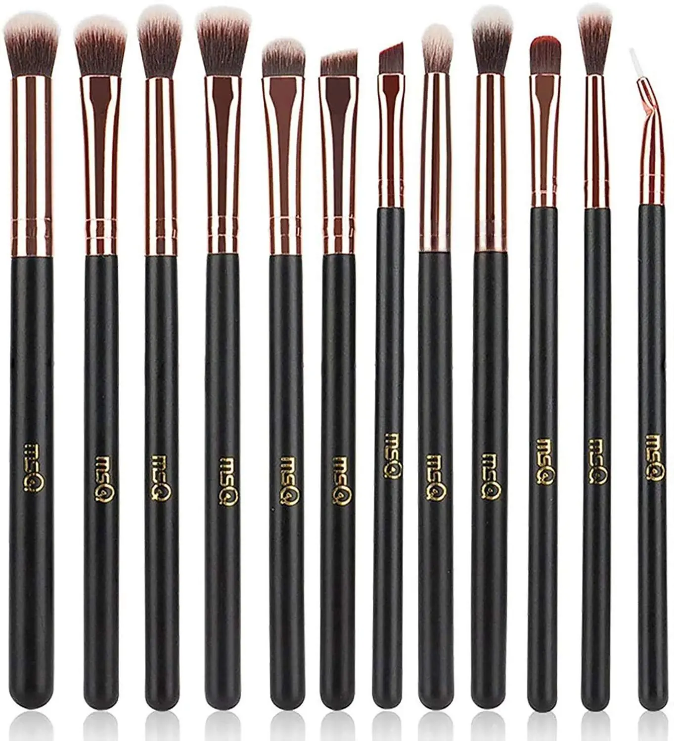 12pcs Rose Gold Makeup Brushes Set - High-Density Soft Synthetic Fibers, Real Wood Handle, Blending, Eyeliner, Concealer Brush, for Girls, Beautifully Packaged (Without Bag), Softness, Eyebrow Brush