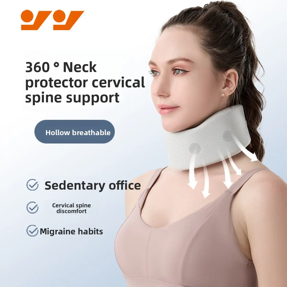 Sponge Neck Support - Gray Hollow Breathable Cervical Spine Protector for Neck Pain Relief & Comfort - Ideal for Athletes & Older Adults - Healthcare Tool for Men & Women