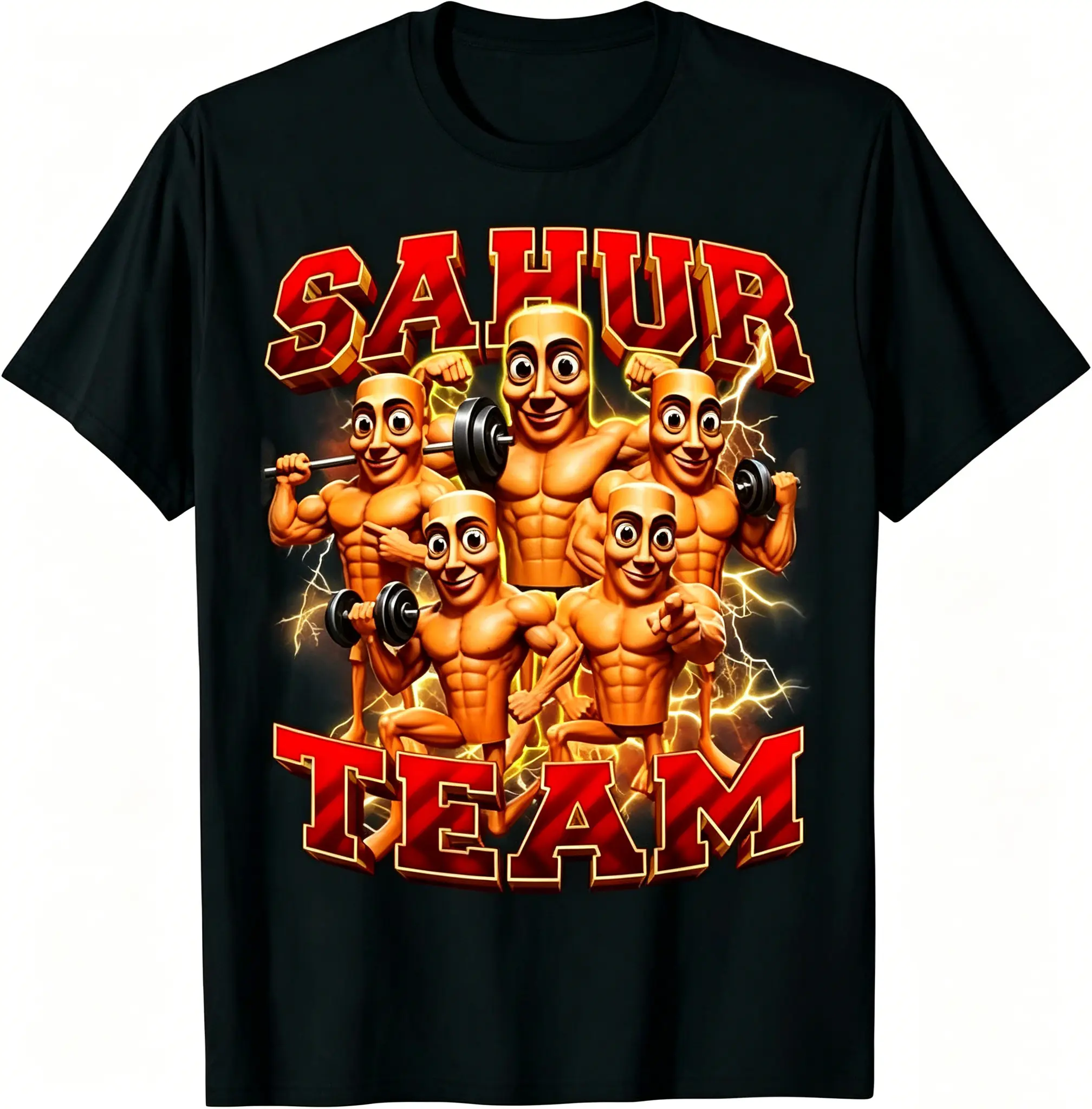 Tung Tung Sahur Workout Team Bootleg Y2K Gym Brainrot Meme T-Shirt Funny Graphic Tees