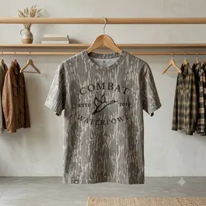 Menswear Men's Short-Sleeve Combat Waterfowl Top, Mossy Oak Bottomland Camo