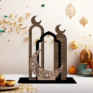 1pc Ramadan Table Centerpiece,Wooden Ramadan Mubarak Standing Table Sign | Farmhouse Style, Religious Theme, Islamic Table Decor Sign, Gift Ramadan Kareem Table Decor Ramadan Mubarak Decor Sign Holiday Decorations, Stylish Religious Decor