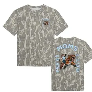 Feral Moms Club Short Sleeve Pattern Camo T-Shirt 3D, Mom Cowboy Hunting Shirt, 3D Shirt Mossy Oak, Retro Camo, Mossy Oak Tee Gift for Him, for Mom