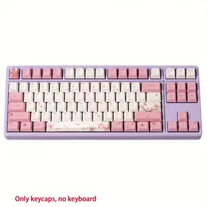 Cherry Blossom Anime Style Mechanical Keycaps OEM Profile Cherry MX Switch Compatible for Custom Keyboard