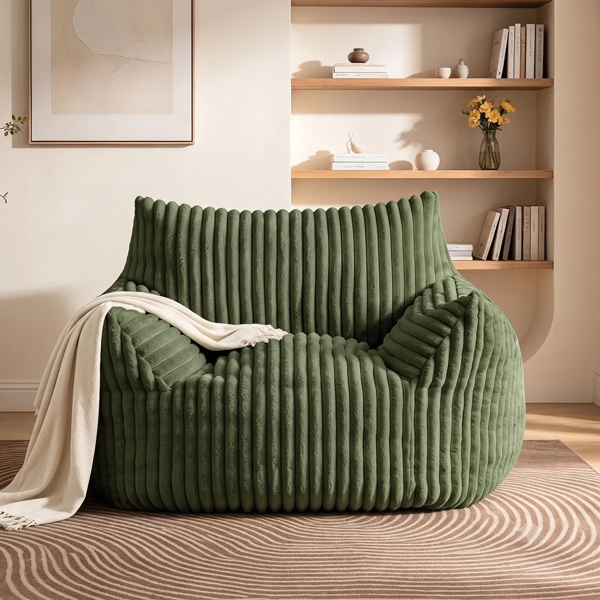 Oversized Bean Bag Chair for Adults, Plush Cloud Floor Sofa with Armrests, Comfy single Reading & Gaming Lounge Chair for Living Room, Bedroom, Apartment & Dorm sofa chair sohochic