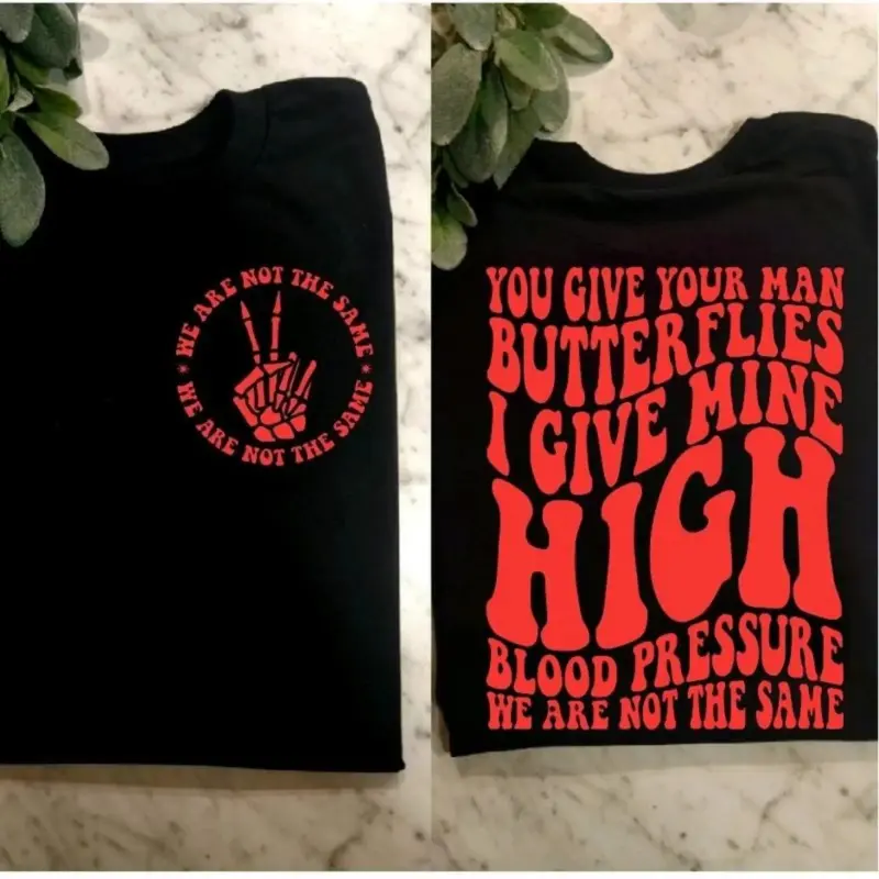 Men's High Blood Pressure Humor Short-Sleeve T-Shirt, Casual Round Neck Retro Streetwear Funny Graphic Tee for Sports & Outdoor Activities