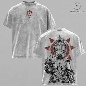 Haumea Fire Force Washed Tee – Fire Force White-Clad Evangelist Lightning Crown Anime Villain Graphic T-Shirt, Unisex Oversize Heavyweight Cotton Manga Streetwear P0D