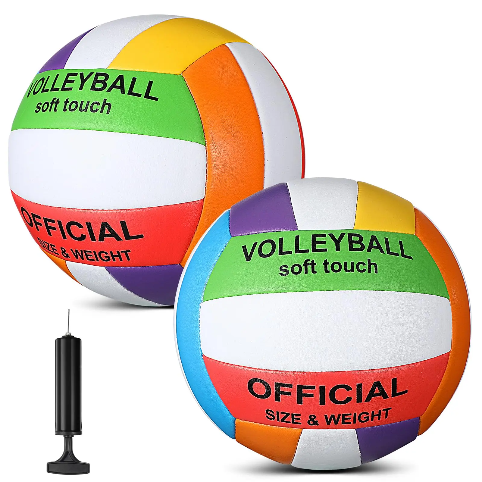 2 Pack Beach Volleyball Official Size 5 For Indoor Outdoor  Waterproof Soft With Pump Adult Beginner Game Gym
