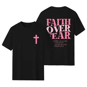 Faith Over Fear Graphic Tees - Vintage Trendy Urban Streetwear for Fashion Lovers - Stylish Casual Gym/Everyday Wear with Minimalist Bold Slogan & Soft Comfort For Women For Men