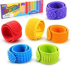 Sensory Fidget Toys Slap Bracelets: Textured Silicone Autism Toys for Kids,Calming Tool for Special Needs, Wearable Anxiety Relief Items for Adults Office Desk, Travel Classroom Must Haves 6 Pack  Stress Ball Stress Ball Gym Stress Ball