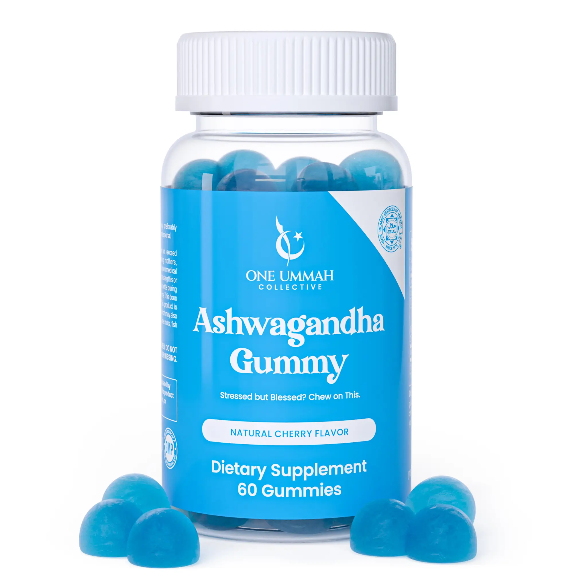 Halal Certified Ashwagandha Gummies with Vitamin D & Zinc - Calm & Collected - Vegan, Easy Digestion, & High Absorption - 60 ct