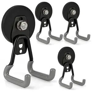 New Upgraded Strong Magnetic Hooks, Heavy Duty Large Magnet Garage Hooks, Metal Organiser Hook for Power Dril, Garden Tools, Hose, Pegboard.IndoorOutdoor Workshop Garage Magnetic Storage Hangers, Convenient Hook(Gray)