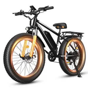 EB26 Electric Bike | 1000W Peak Power | Full Suspension System | Max Speed: 29 MPH | 48V 15Ah Removable Battery | Dual-Seat Design | LED Headlight | All-Terrain Fat Tires | UL 2849 Certified | 30° Hill Climbing Capability  | Off-Road Electric Bike