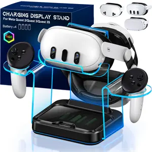 Charging Dock for Oculus Meta Quest3/ 3S / 2, VR Headset Charging Station with Adapter,USB A to C Cable and 4 Rechargeable Replacemnt Batteries (Charging Dock for Quest3/3S/2)