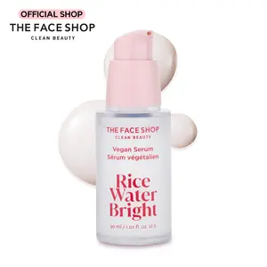 THE FACE SHOP Rice Water Bright Vegan Serum - Radiant Moisturizer for Hydrating Comfort - Ideal for All Skin Types, Korean Skincare