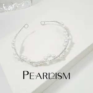 PEARLISM Dainty Everyday Pearl Bracelet | Wire-Wrapped Natural Freshwater Seedless Pearls Adjustable Gift For Her-PSBG1502