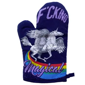 Fcking Magical Oven Mitt Funny Mythical Unicorn Horse Kitchen Glove Funny Graphic Kitchenware Bakeware Funny Unicorn  Novelty Cookware Purple