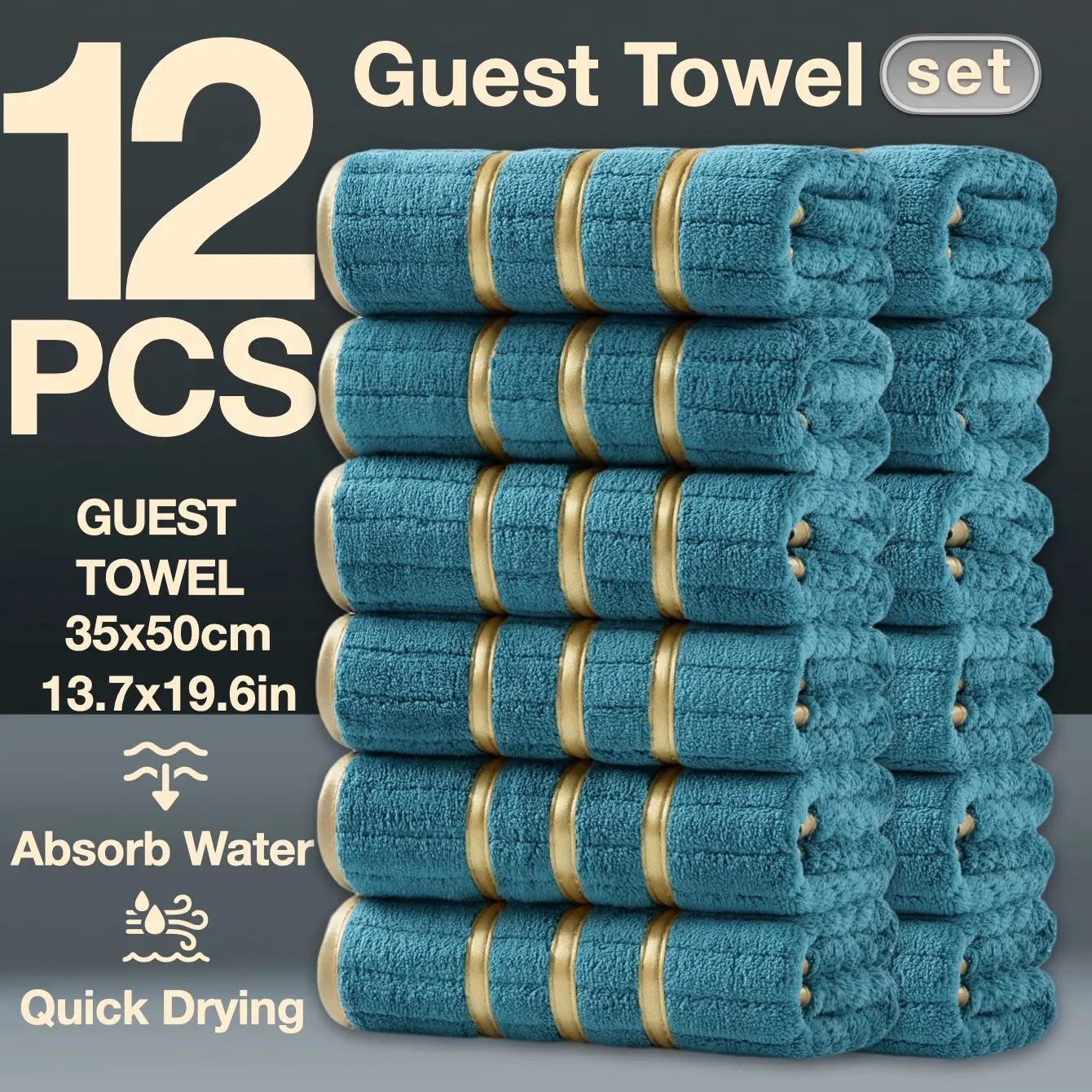 12-Piece Decorative Winter Thick Guest Towels, Absorbent Thickened Towels, Modern Simple Bathroom Set, Strong Absorbent Quick Drying Microfiber, Super Absorbent Towel, Reusable Polyester Towel