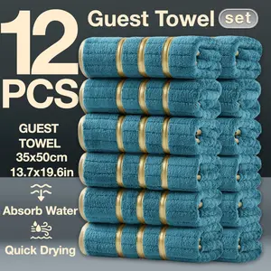 12-Piece Decorative Winter Thick Guest Towels, Absorbent Thickened Towels, Modern Simple Bathroom Set, Strong Absorbent Quick Drying Microfiber, Super Absorbent Towel