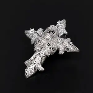 Skull Cross Full Zircon Pendant Fashion Jewelry Synthetic Zircon Pendants Hip Hop Men Necklaces Gift for Friend Boyfriend