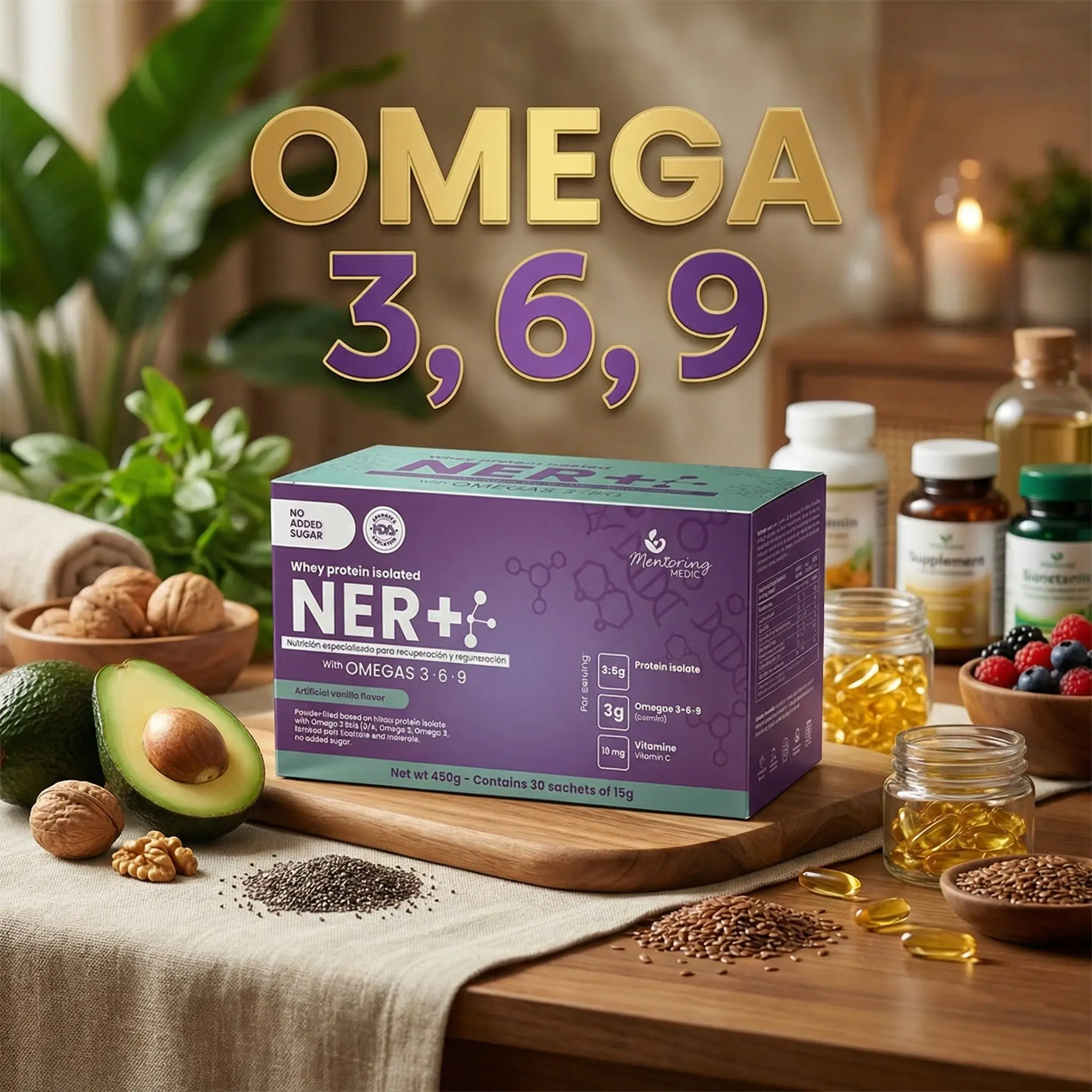 Ner+ Proteína con Omega 3,6,9 | Suplemento Premium de Bienestar Ner+ Proteína con Omega 3,6,9 | Suplemento Premium de Bienestar