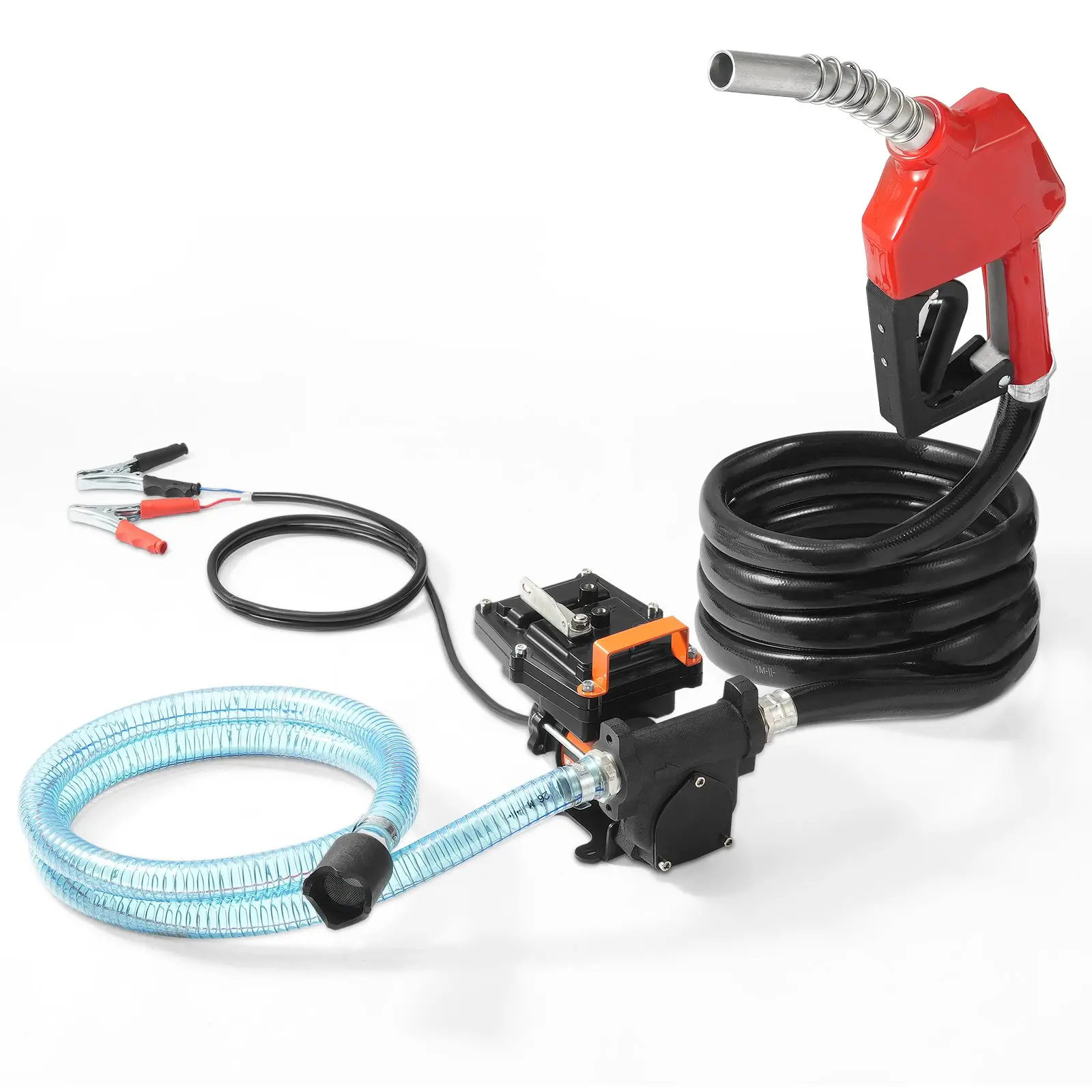 【Summerfinds】VEVOR Fuel Transfer Pump 12V DC 15 GPM 1/4 HPPortable Electric Diesel Transfer Pump with Auto Shut-Off Fuel NozzleLong Inlet & Outlet Hose for GasolineDieselKeroseneMethanol Blends