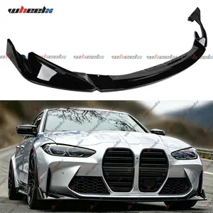 2021-2026 – BMW M3 G80 & M4 G82 G83 – WHEELX Design V2 3-Piece Front Lip Kit – Gloss Black | M3 M4 ONLY! Not Base Model