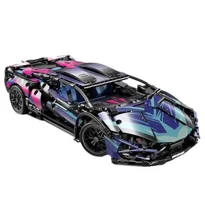 Boys Lamborghini sports car mechanical group building block toy compatible with Lego particle car model Christmas birthday gift