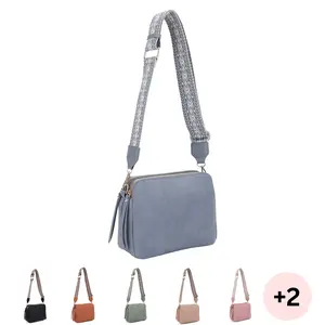 SG SUGU Andrea Triple Compartment Shoulder Bag with Detachable Adjustable Strap