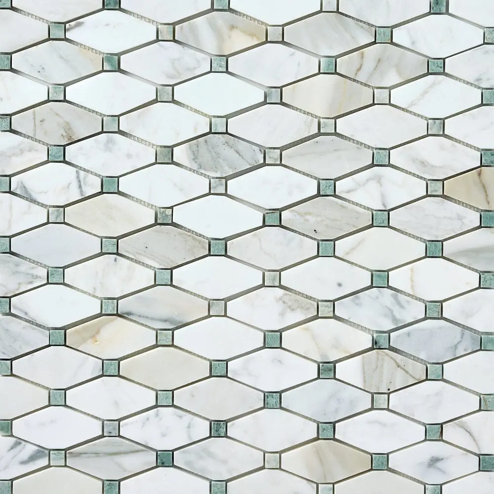 Calacatta Gold & Green Octave 12x12 Polished/Honed Marble Mosaic Tile Sample