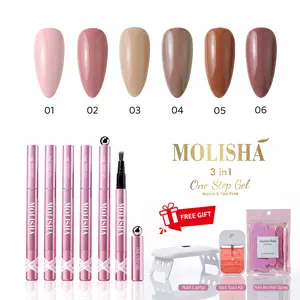 MOLISHA Easy One-Step Moisturizing Nude Gel Nail Polish | 6-Color Pen Set (Includes Rechargeable UV Lamp and Alcohol Spray) | TPO-Free, Vegan, and Non-Toxic | Holiday Gift | DIY Nail Art